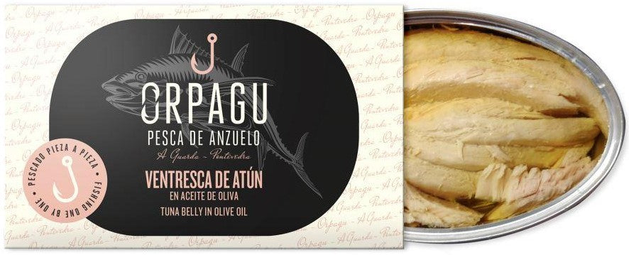 Thunfischbauch in Olivenöl und Salz, mit dem Angelhaken gefangen. 111 gr. Gourmet
