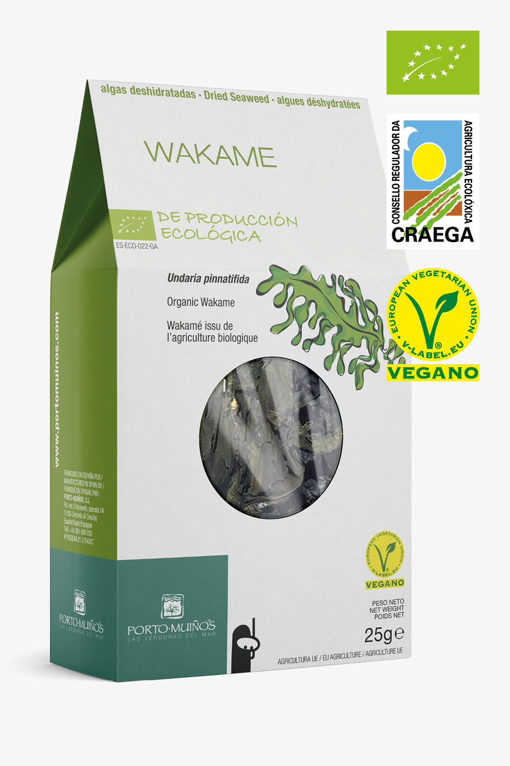 Bio getrockneten Algen. Wakame. Etui 25 g