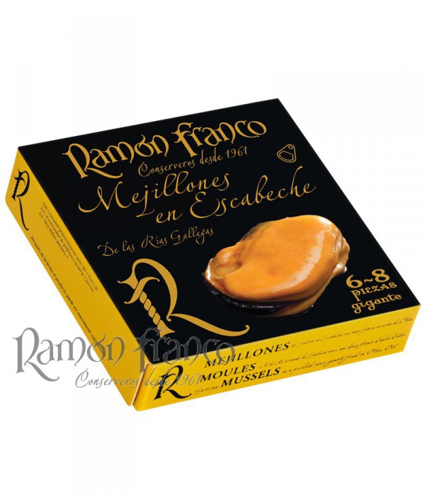 Miesmuscheln in Escabeche Sauce. Riesig 6/8 Stk., 115 gr. Premium