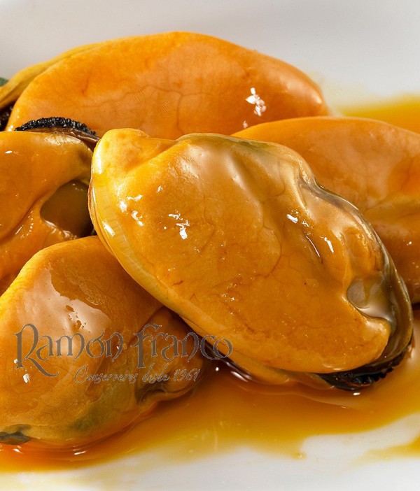 Miesmuscheln in Escabeche Sauce. Riesig 6/8 Stk., 115 gr. Premium