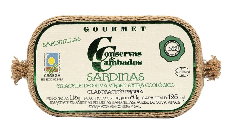 Kleine Sardinen in Bio Extra Natives Olivenöl 16/22 Stk., 115 gr. Gourmet