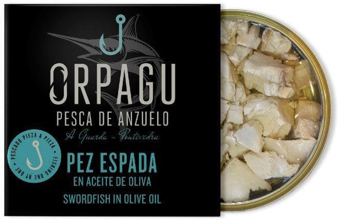 Schwertfisch Stücke in Olivenöl, mit dem Angelhaken gefangen. 266 gr. Gourmet
